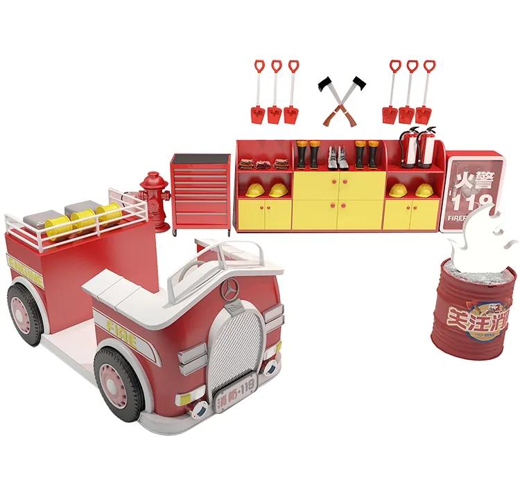 Amusement Equipment Indoor Playhouse Kids' Firefighter Role Play Creative Play Forn Kids Wood Play Room Fire Station Costumes