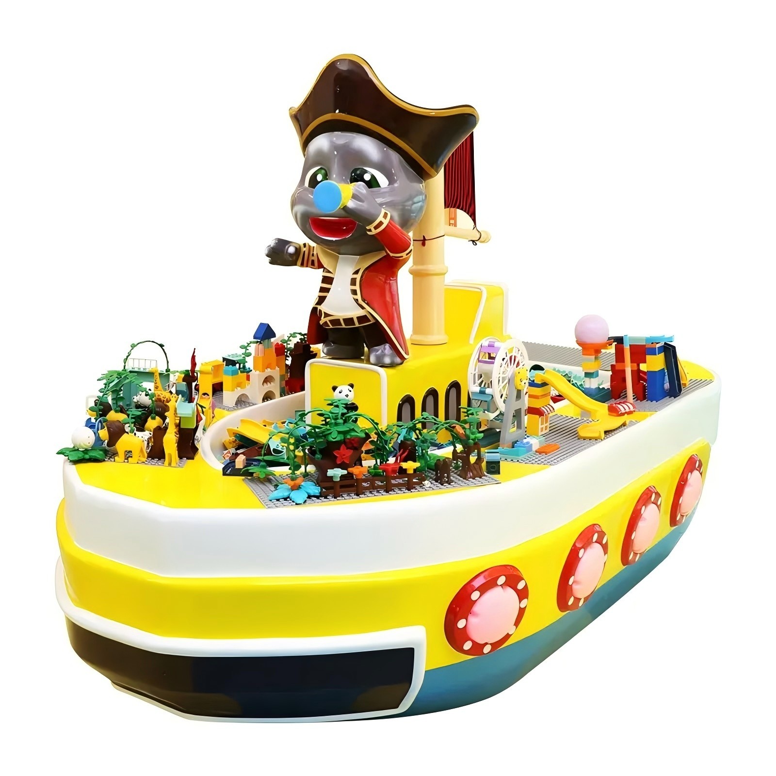 Tom Cat Pirate Captain Indoor Playground Educational Building Blocks Children's Matching Board Games Toddler Building Block